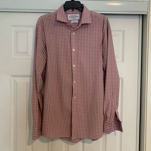 Mizzen+Main Pink Gingham Stretch Performance Button-Up Shirt Large Trim